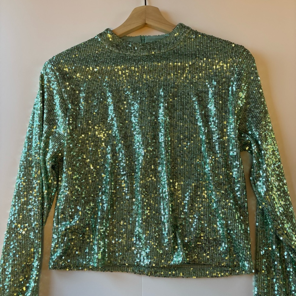 Mango Mint Sequin top